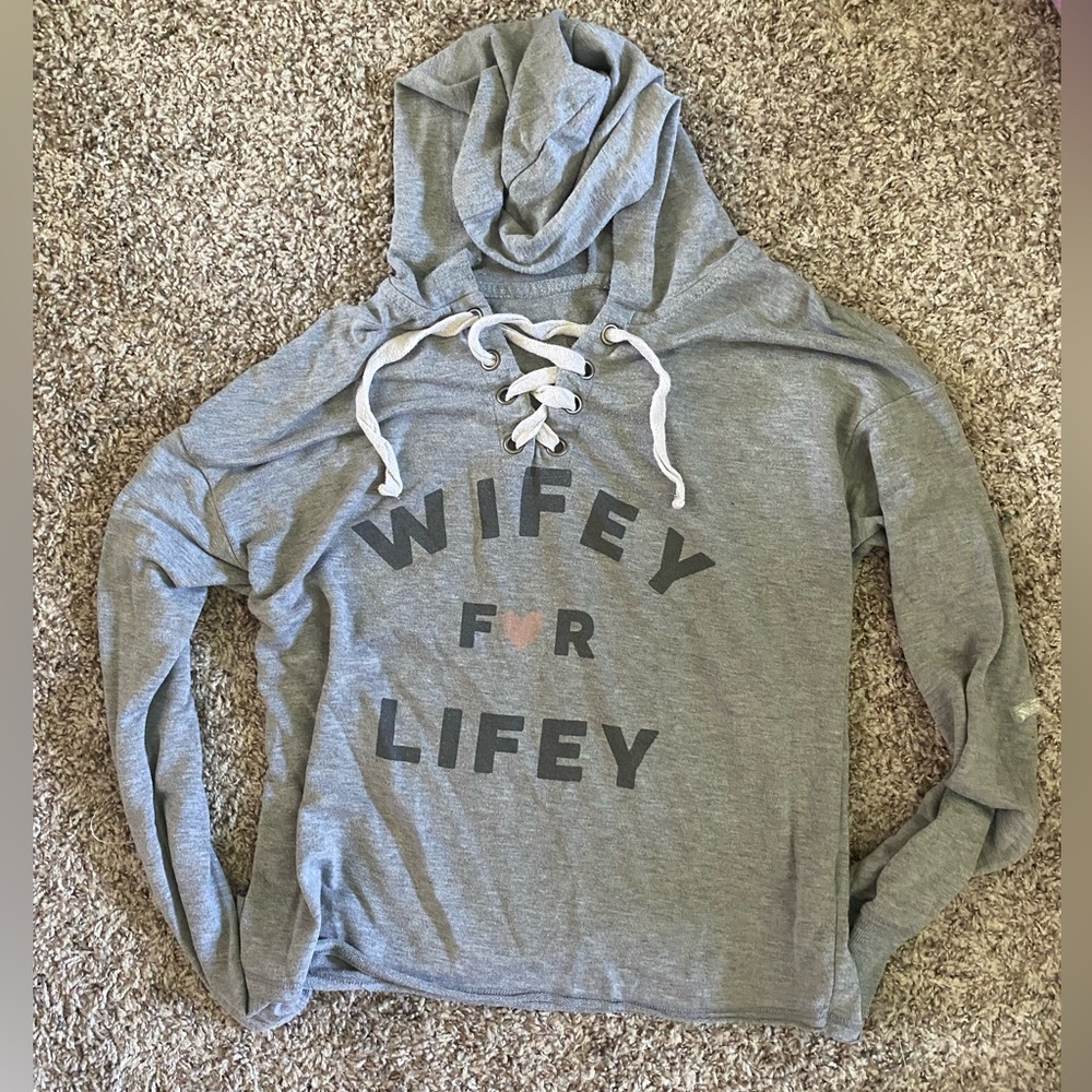 Wifey for Lifey Thin Gray Sweatshirt, Size small, Love & Cherish brand